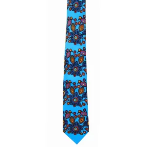 Norval Morrisseau Flowers and  Birds Artist Design Silk Tie