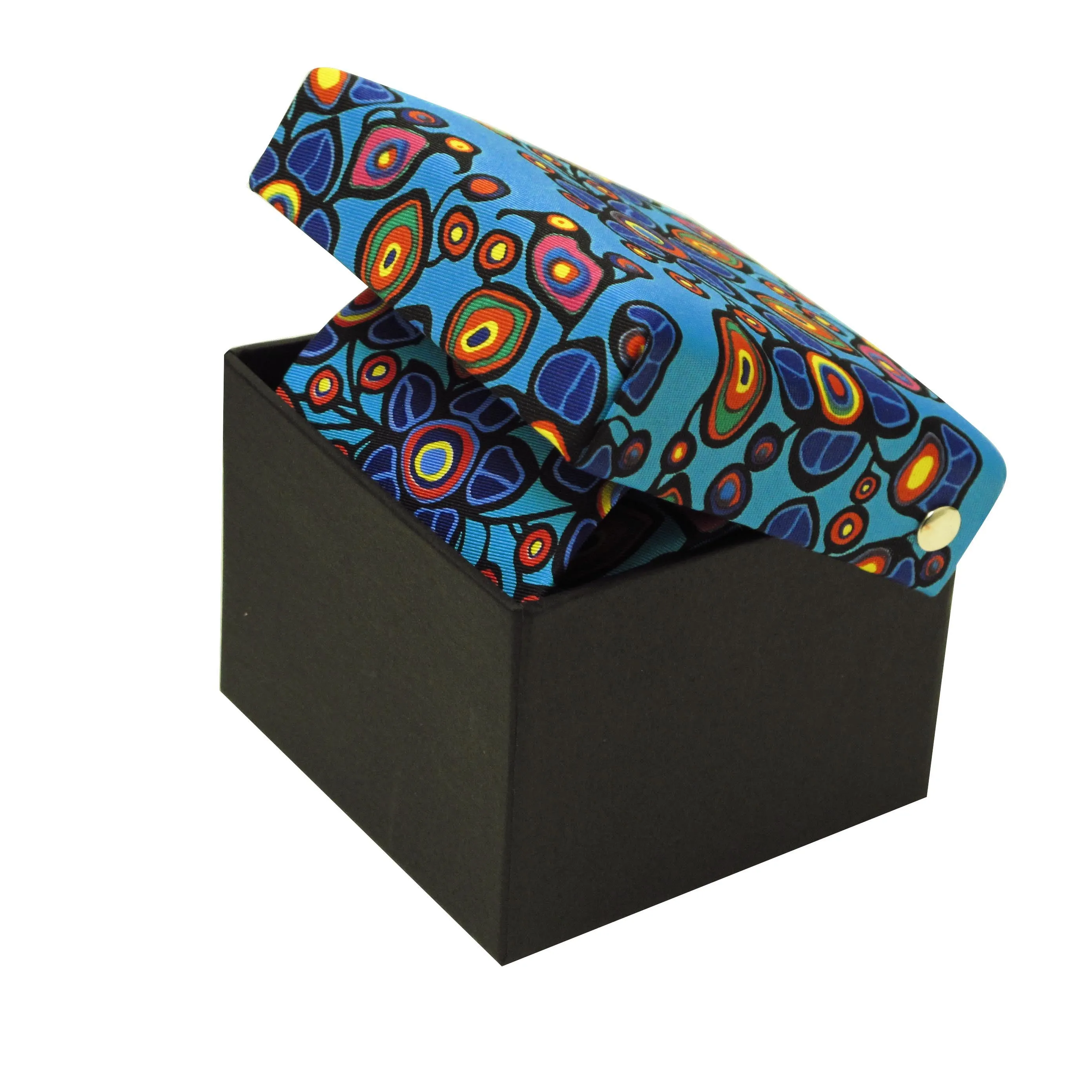 Norval Morrisseau Flowers and  Birds Artist Design Silk Tie