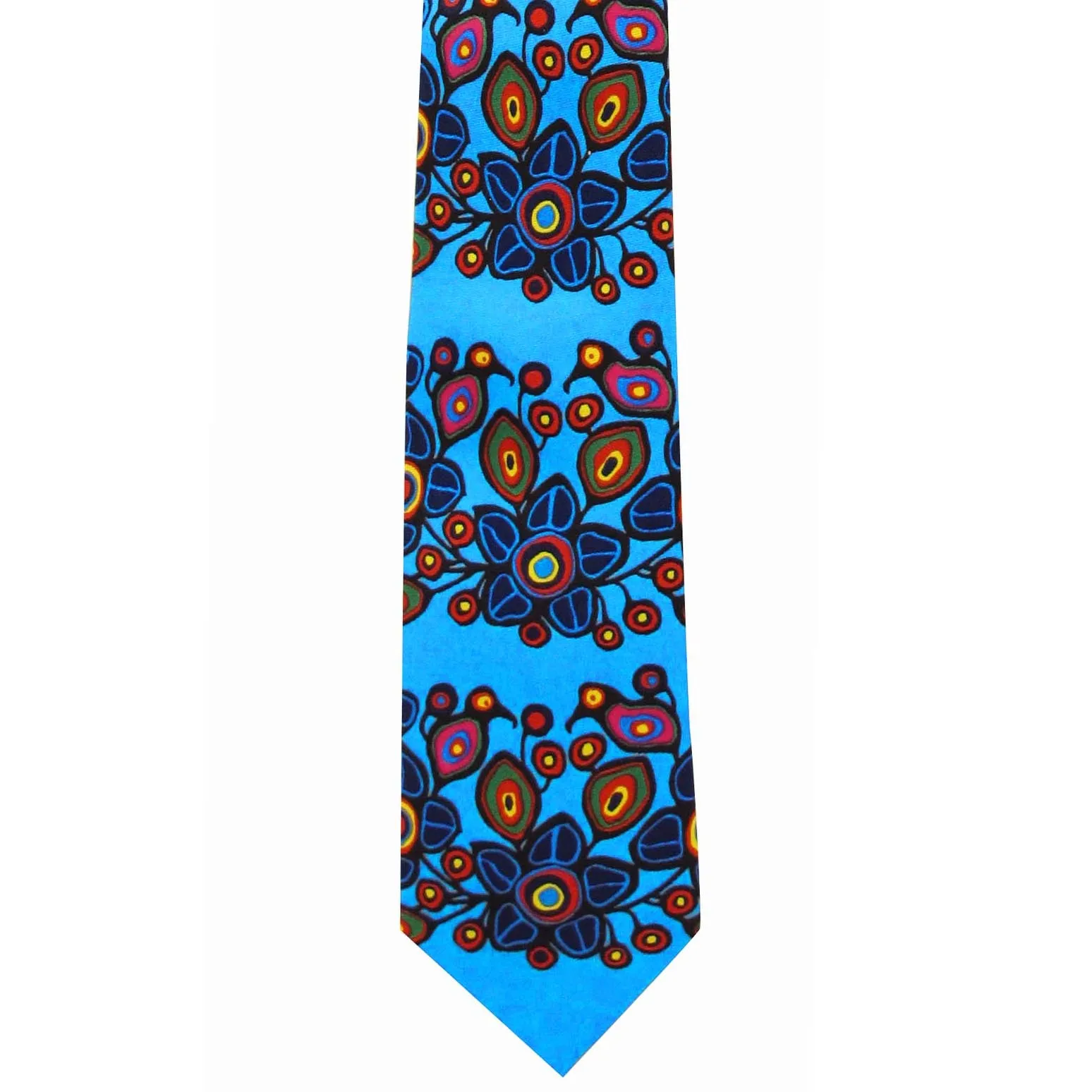 Norval Morrisseau Flowers and  Birds Artist Design Silk Tie