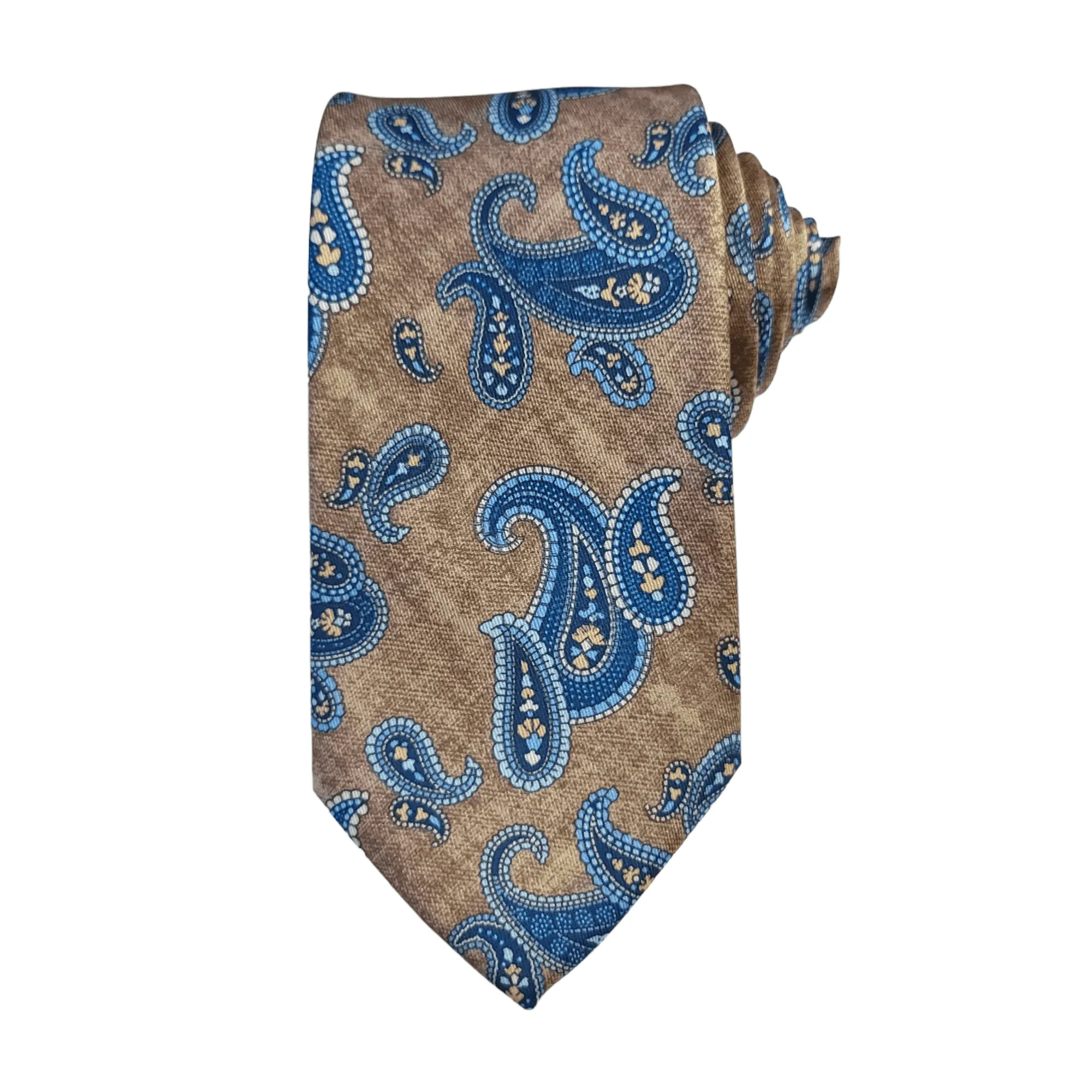 Peanut Brown Blue Paisley Tie