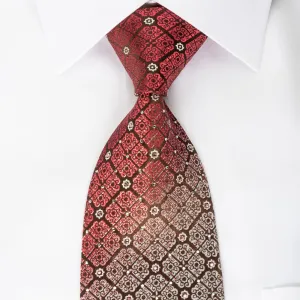 Perry Ellis Silk Tie Cartouche On Burgundy Sparkling With Rhinestones