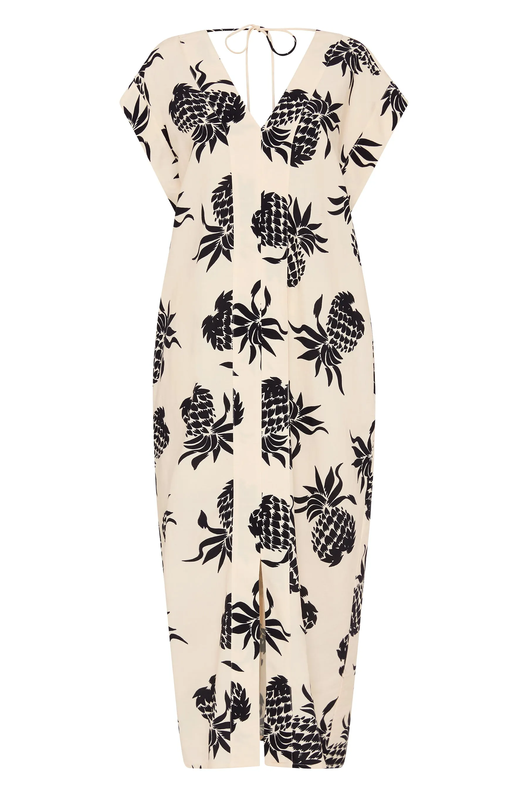 pineapple print v neck dress