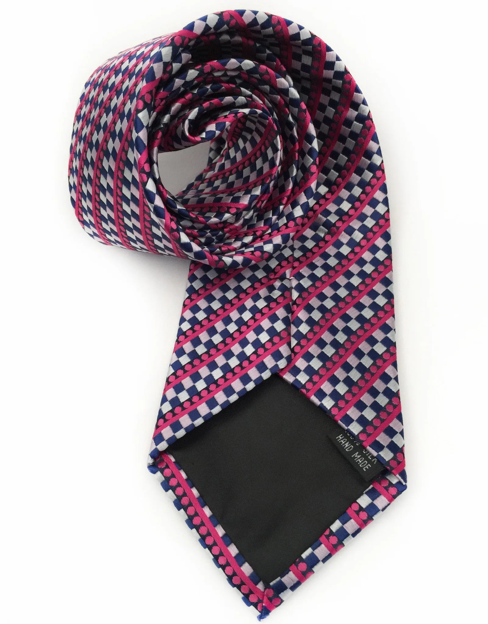 Pink & Blue Striped & Checked Necktie