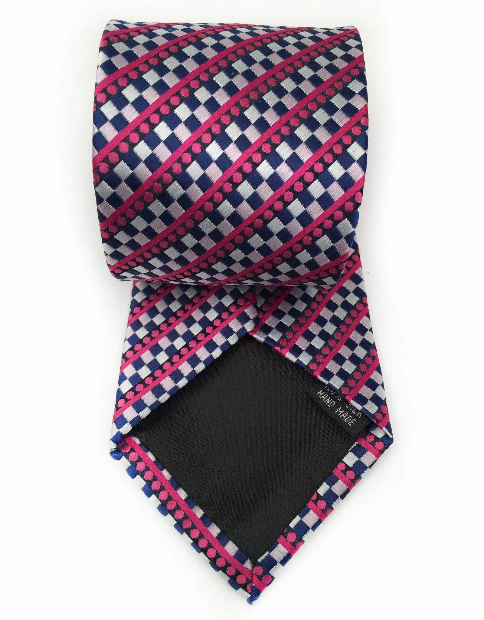 Pink & Blue Striped & Checked Necktie