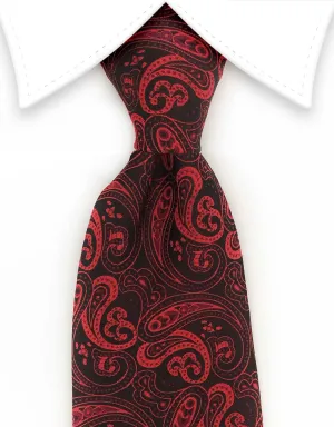 Red & Black Paisley Mens Tie