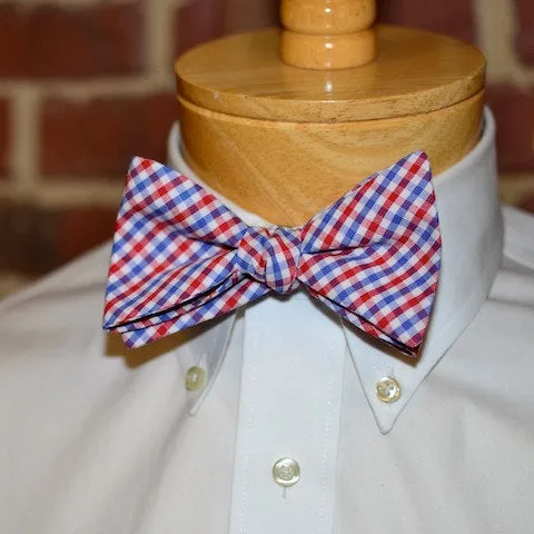 Red & Blue Tattersall Check Bow Tie