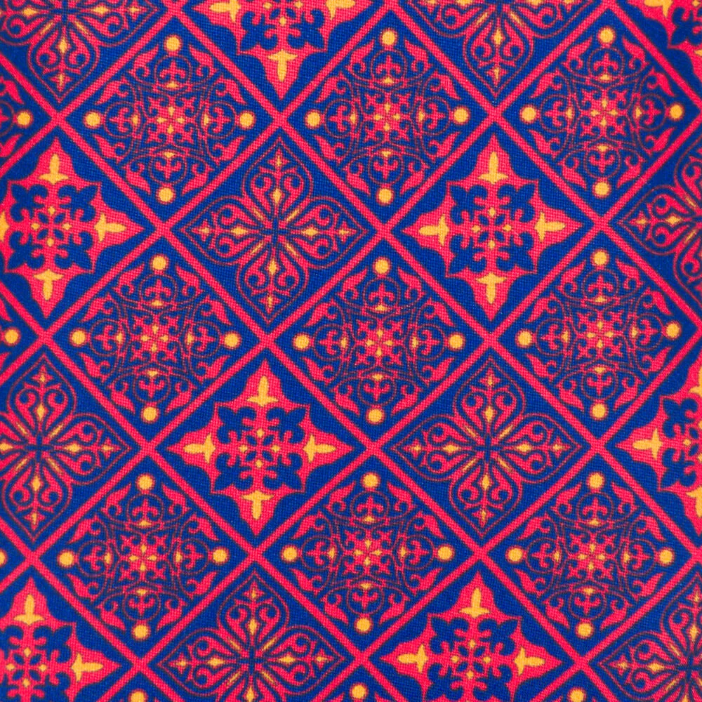 Medieval Red and Blue Mosaic Duchesse Silk Tie