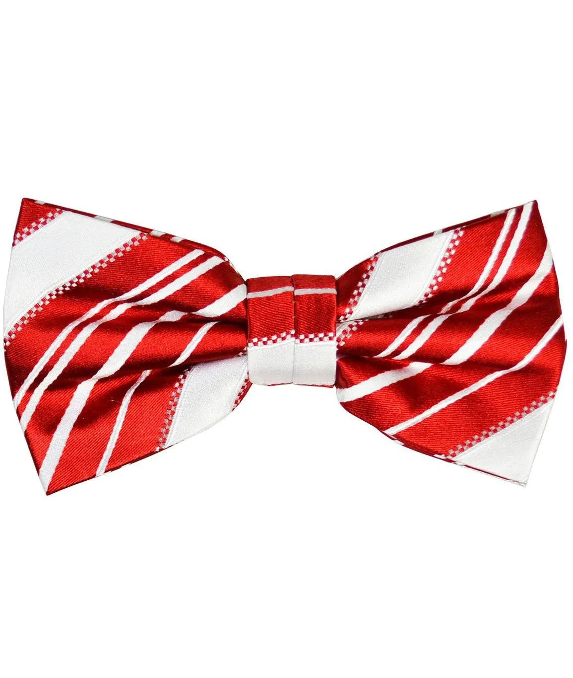 Red and White Striped Silk Bow Tie and Pocket Square