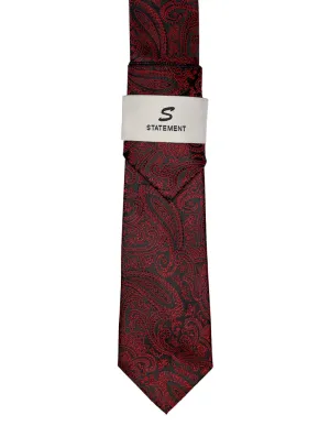 RED PAISLEY 2 PC TIE & HANKIE SET