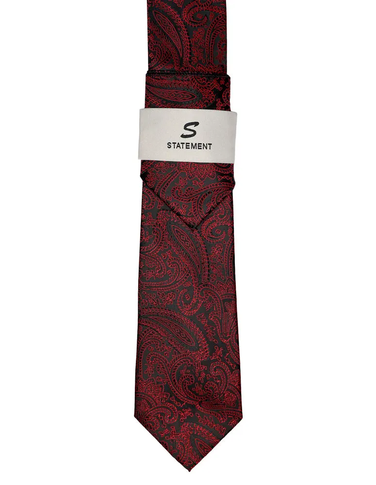 RED PAISLEY 2 PC TIE & HANKIE SET