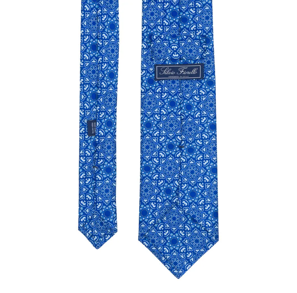 Royal Blue Medieval Flowers Duchesse Silk Tie