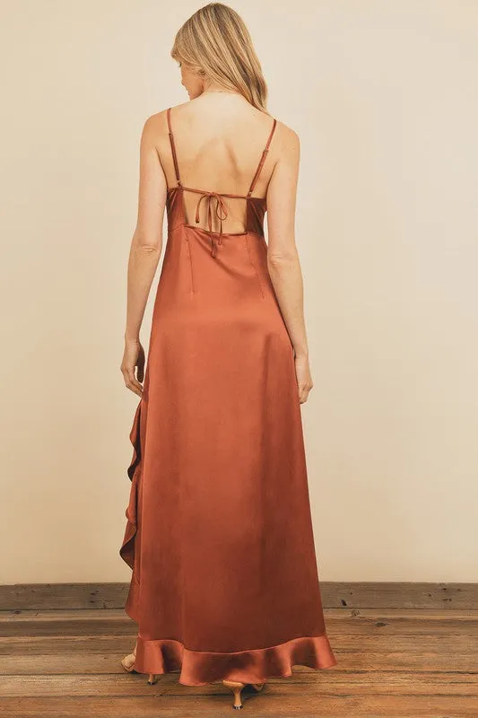 Ruffel Slit Maci Dress