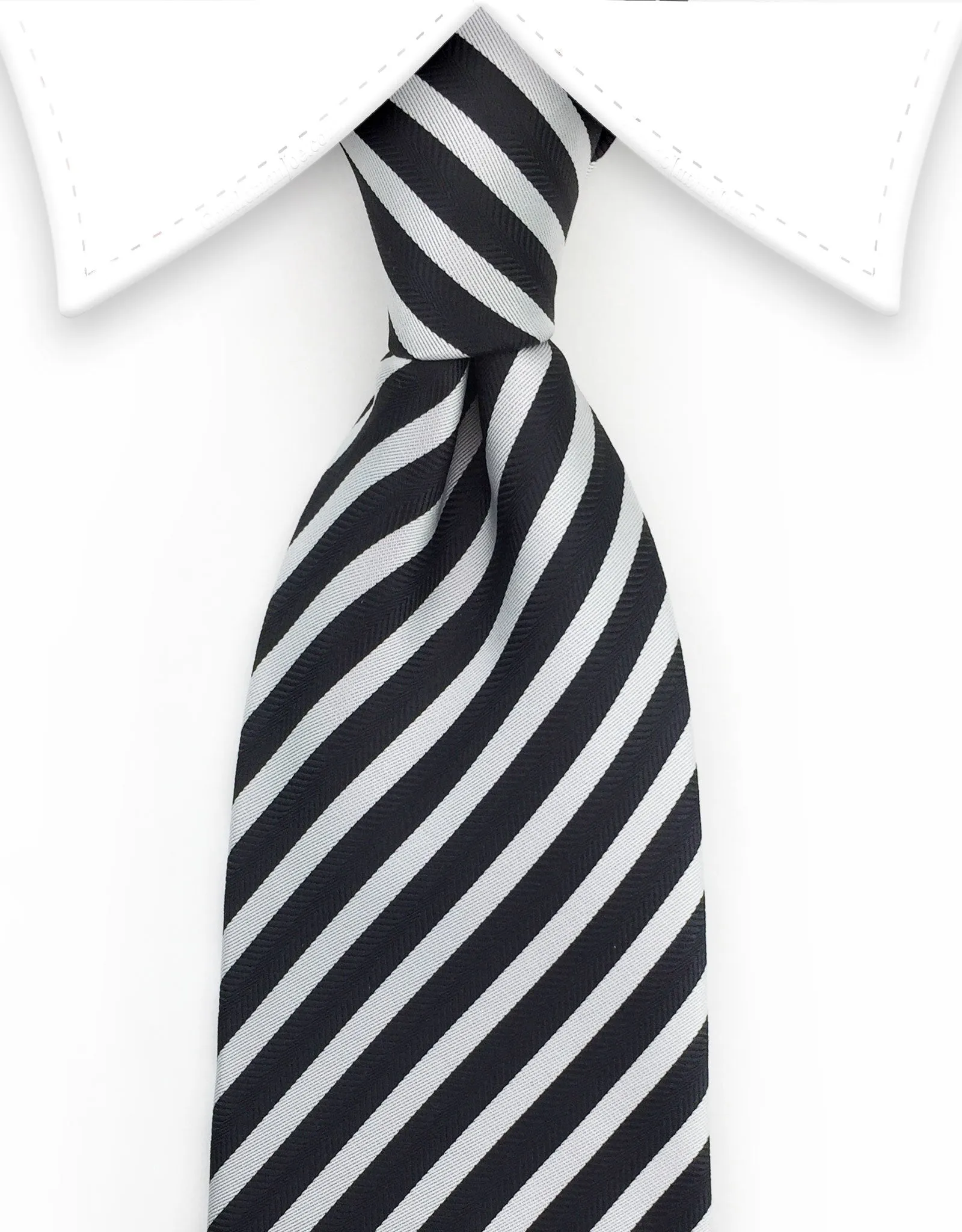 Silver & Black Striped Men's Tie