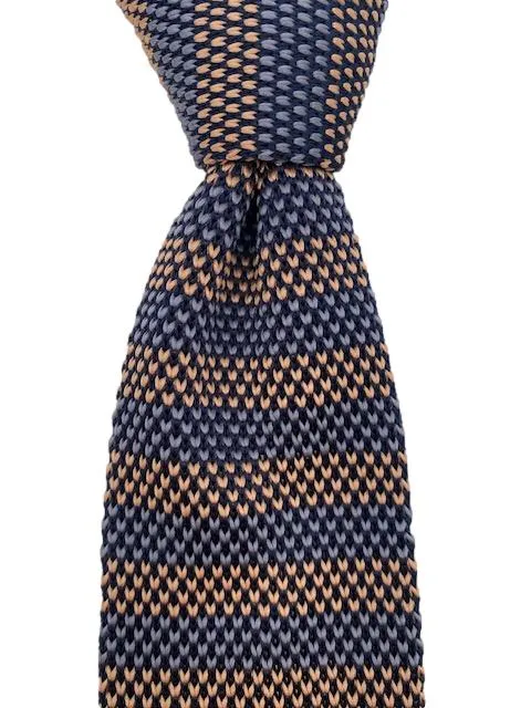 Silver, Gold and Navy Blue Knit Necktie