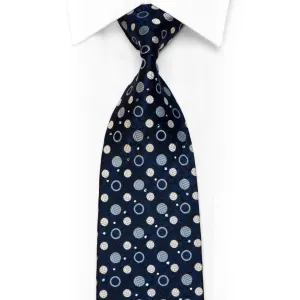 Smalto Rhinestone Silk Necktie Dots On Black Navy