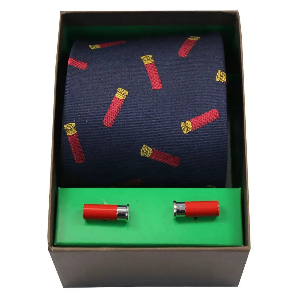Soprano - Tie & Cufflink Gift Set - Gun Cartridges On Navy