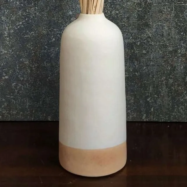 Tall Modern Artisan Flower Vase - Tan