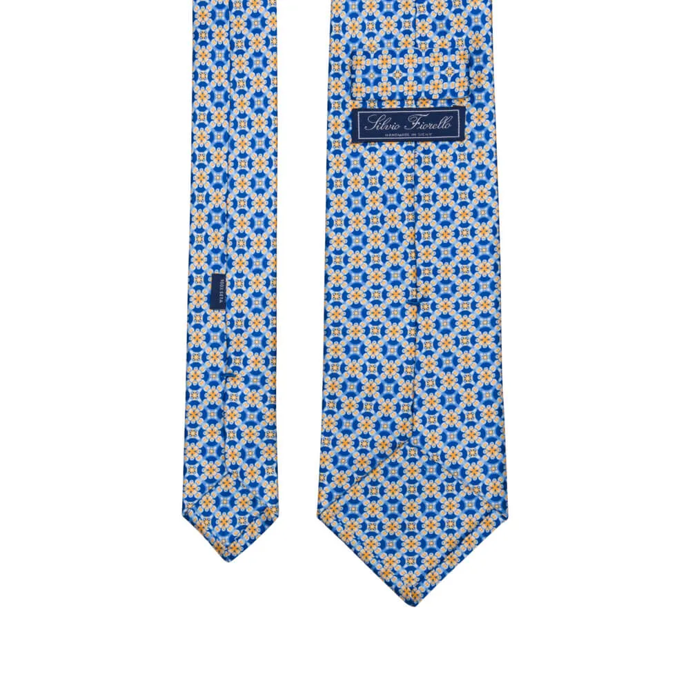 The Pearl of Sicily Yellow and Blue Silk Duchesse Tie