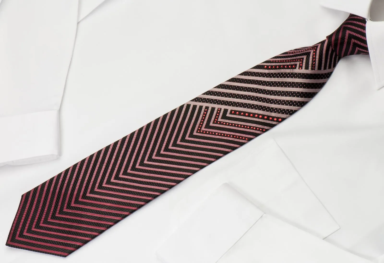 Tino Cosma Rhinestone Necktie Purple Chevron Striped On Black With Sparkles