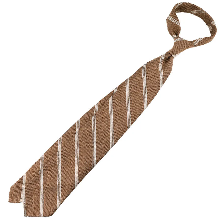 Triple Bar Soft Shantung Silk Tie - Beige - Hand-Rolled
