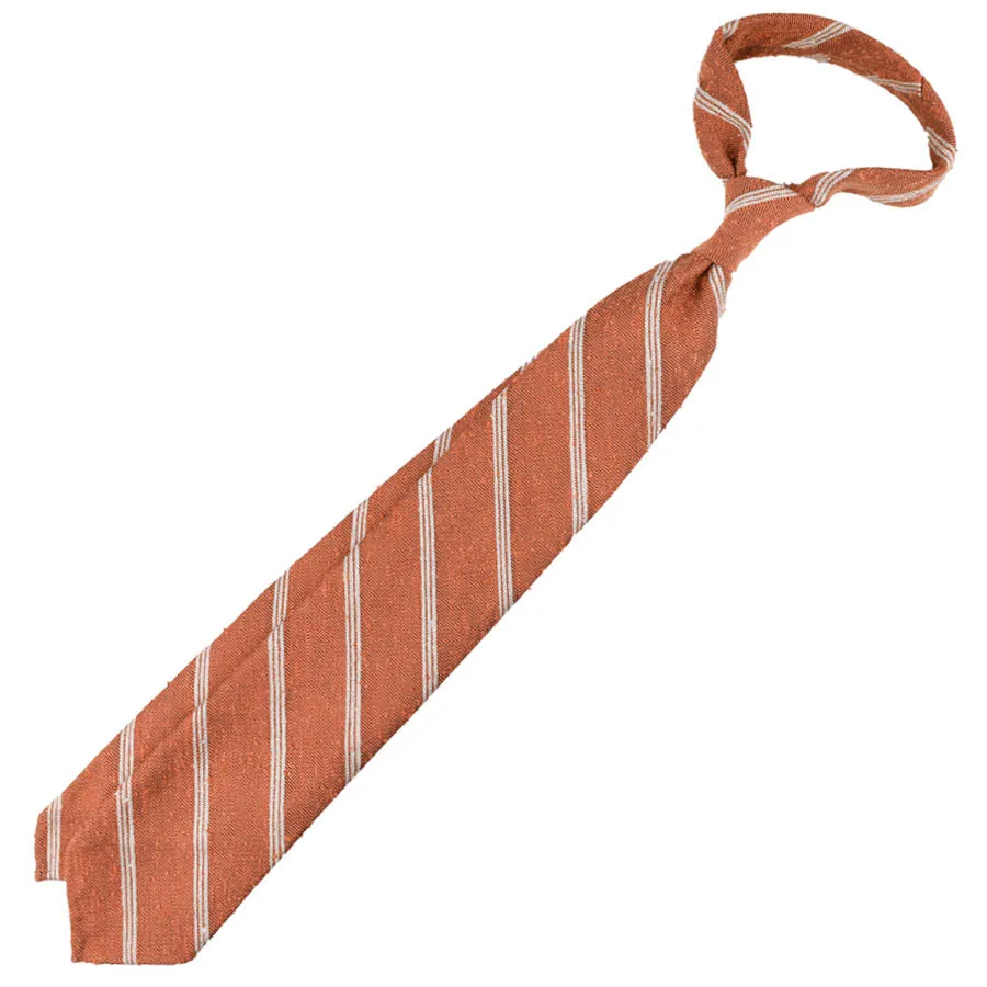 Triple Bar Soft Shantung Silk Tie - Melon - Hand-Rolled