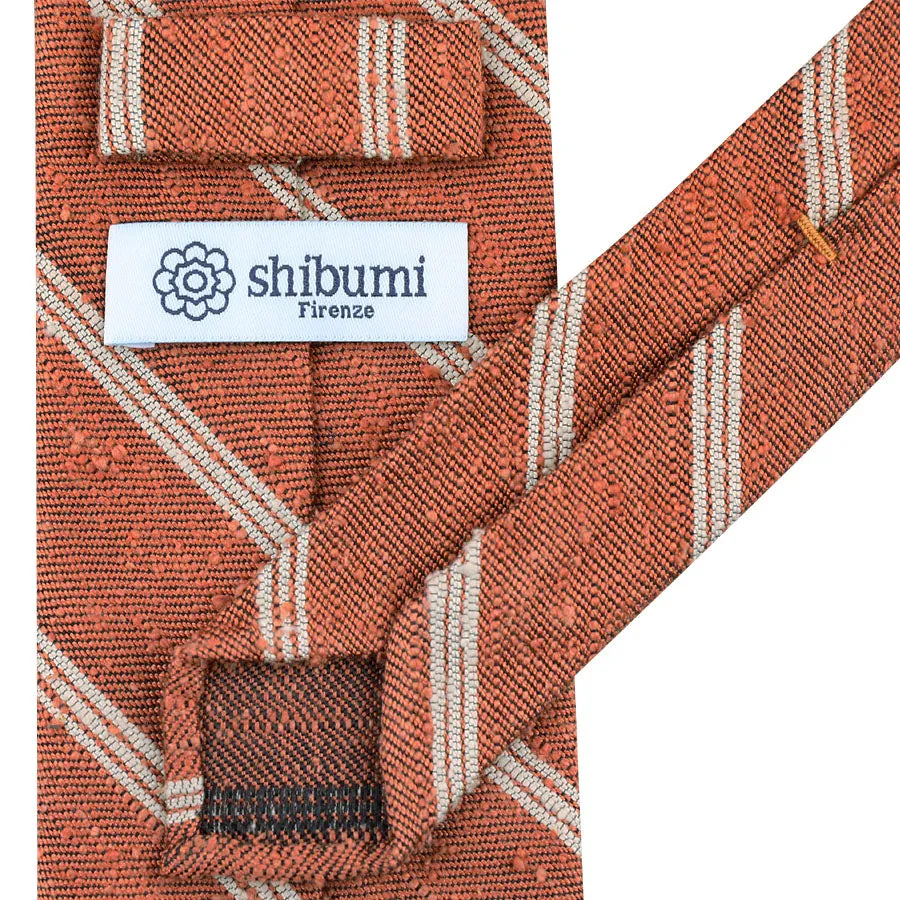 Triple Bar Soft Shantung Silk Tie - Melon - Hand-Rolled