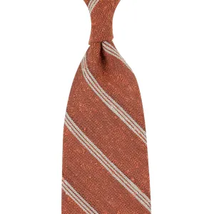 Triple Bar Soft Shantung Silk Tie - Melon - Hand-Rolled