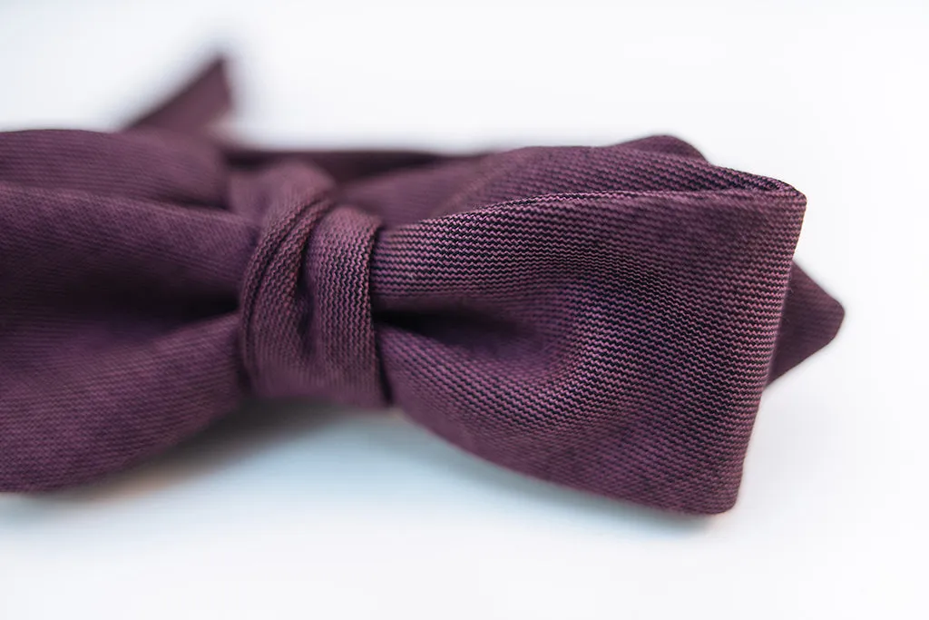 Two Toned Violet Wool Bow Tie Slim Diamond Tip