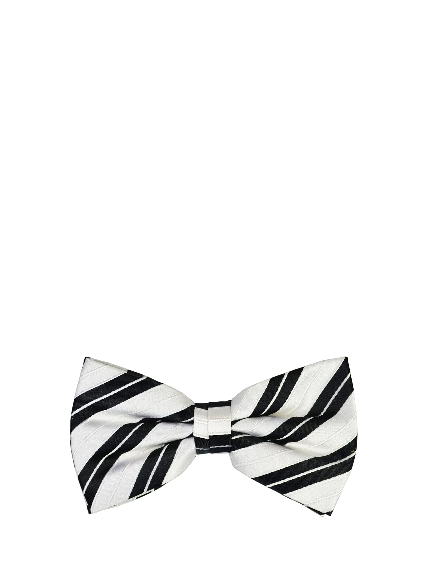 White and Black Striped Silk Bow Tie