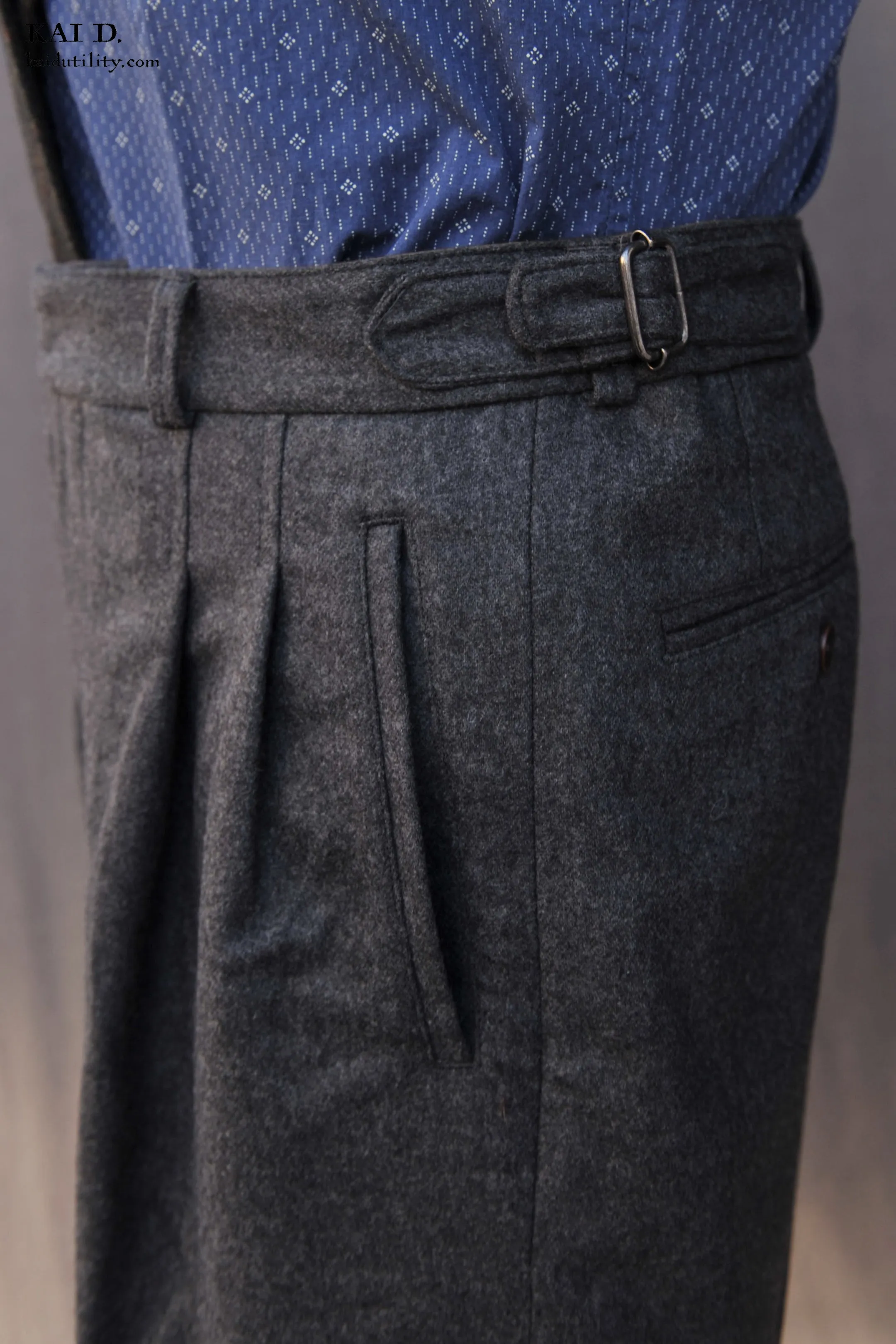 Wide Leg Matisse Pants - Wool Flannel - 32, 34