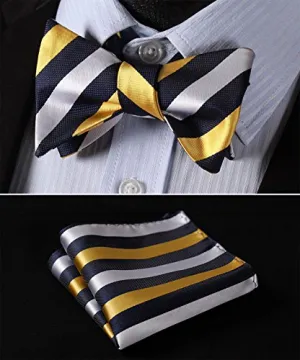 Yellow Blue White Bow Tie Set-HDNX31